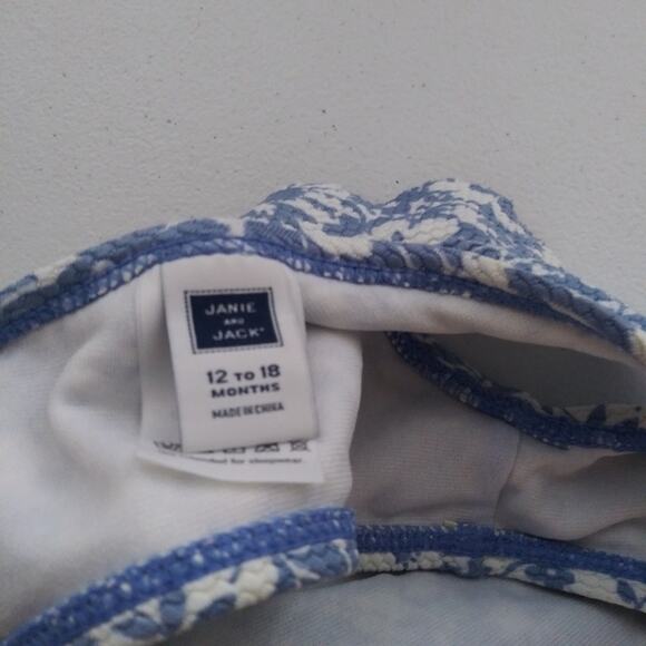 Janie and Jack Blue Floral Ruffle 2 Piece Swim Suit Size 12 - 18 M - Picture 11 of 11